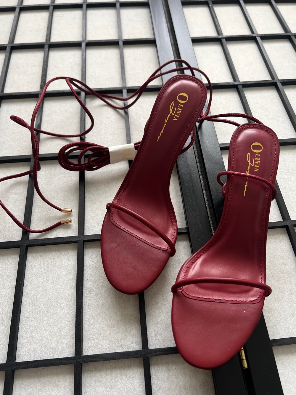 Women's Burgundy Lace-Up Sandals